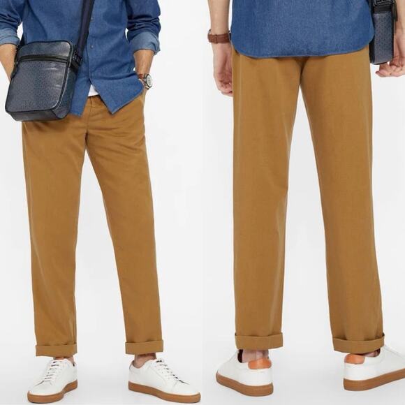 Ted Baker Pleated Tapered Trouser MMT-KURR Ultra Soft Camel Men's 32R NWT